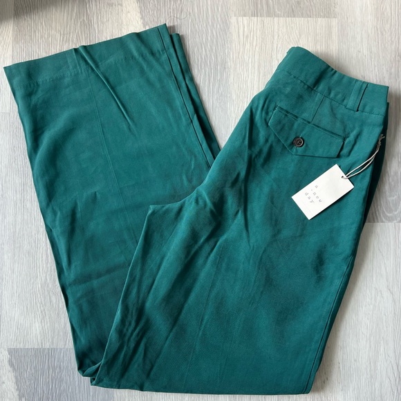 NWT Teal pleated trousers with button closure and front pleats, size 6. - Picture 7 of 7